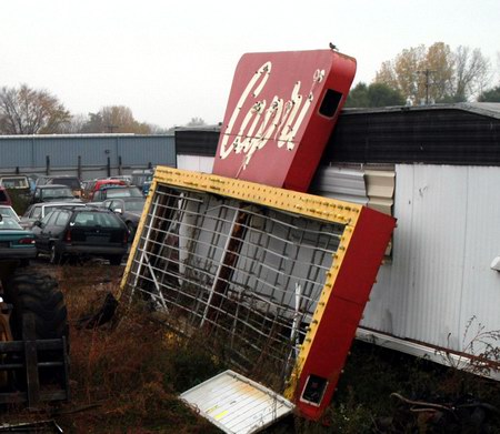 Capri Drive-In Theatre - Old Marquee In Junkyard (newer photo)